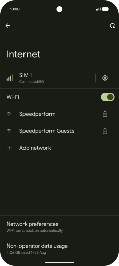 Press the required Wi-Fi network.