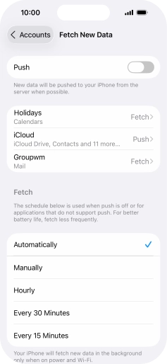 If you turn off the function, press the required setting.