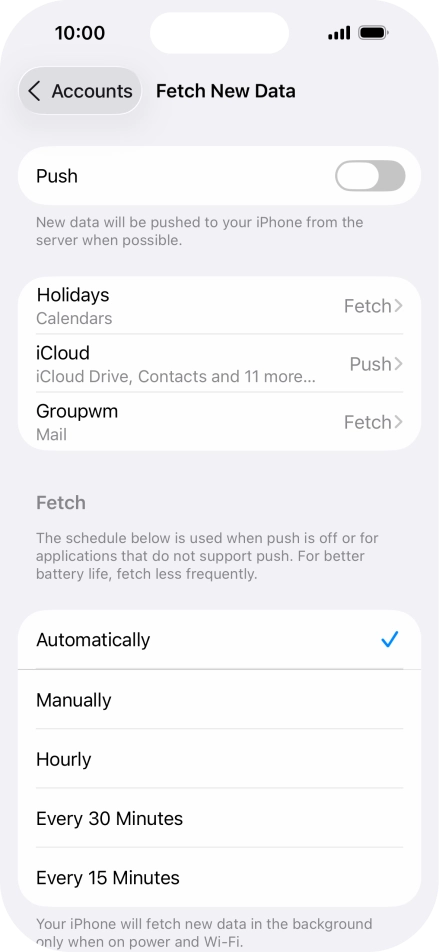 If you turn off the function, press the required setting.