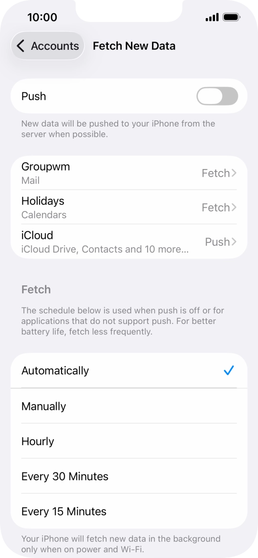 If you turn off the function, press the required setting.