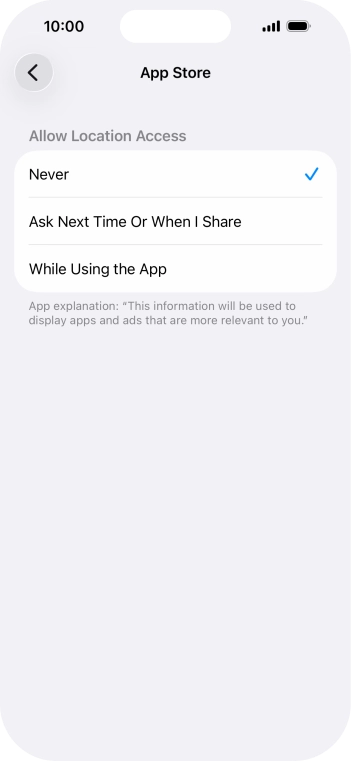 Press the required setting to turn the function on or off.
