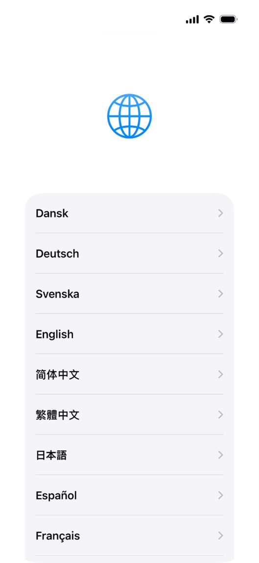 Press the required language.
