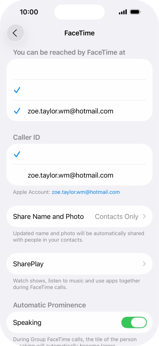 Press the required setting below 