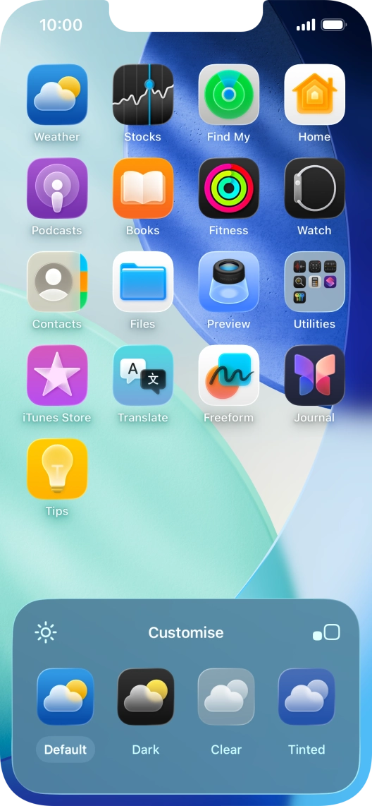 Press the required setting to select the size of app icons on the home screen.