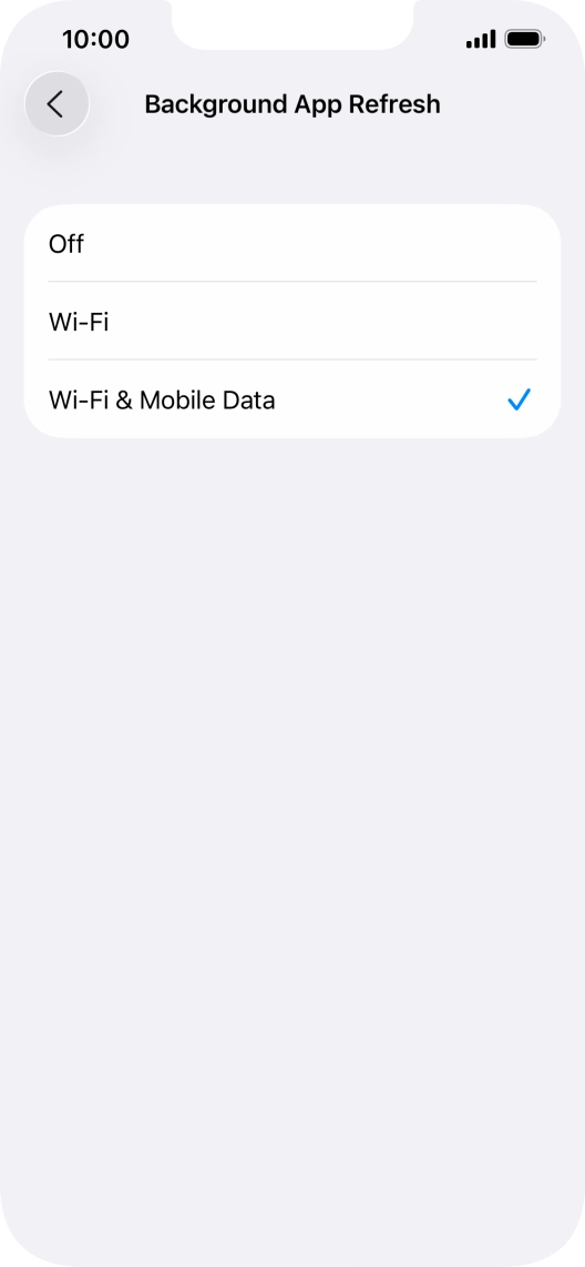 To turn off background refresh of apps, press Off.