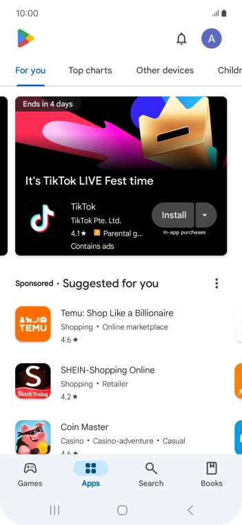 Press the profile icon.