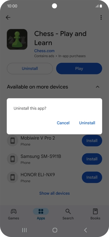 Press Uninstall.