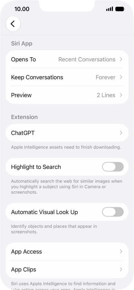 Press ChatGPT and follow the instructions on the screen to turn use of ChatGPT on or off.