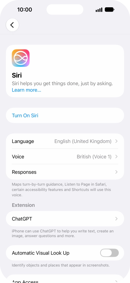 If it's the first time you use Siri AI, press Turn On Siri.