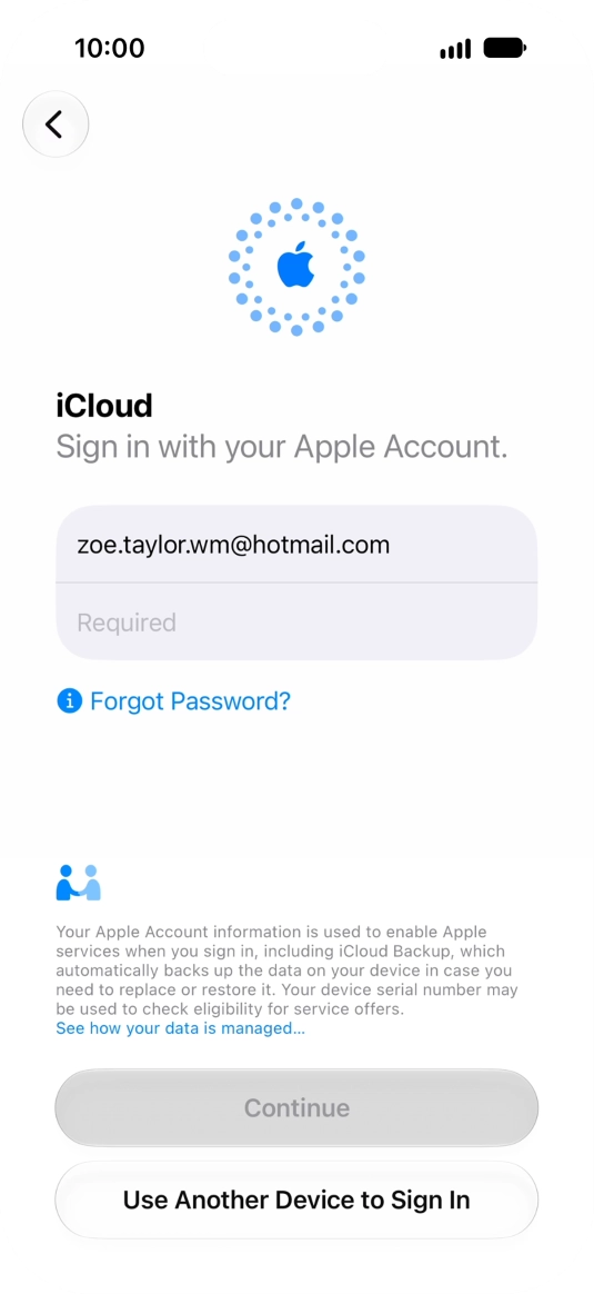 Press Required and key in the password for your Apple Account.