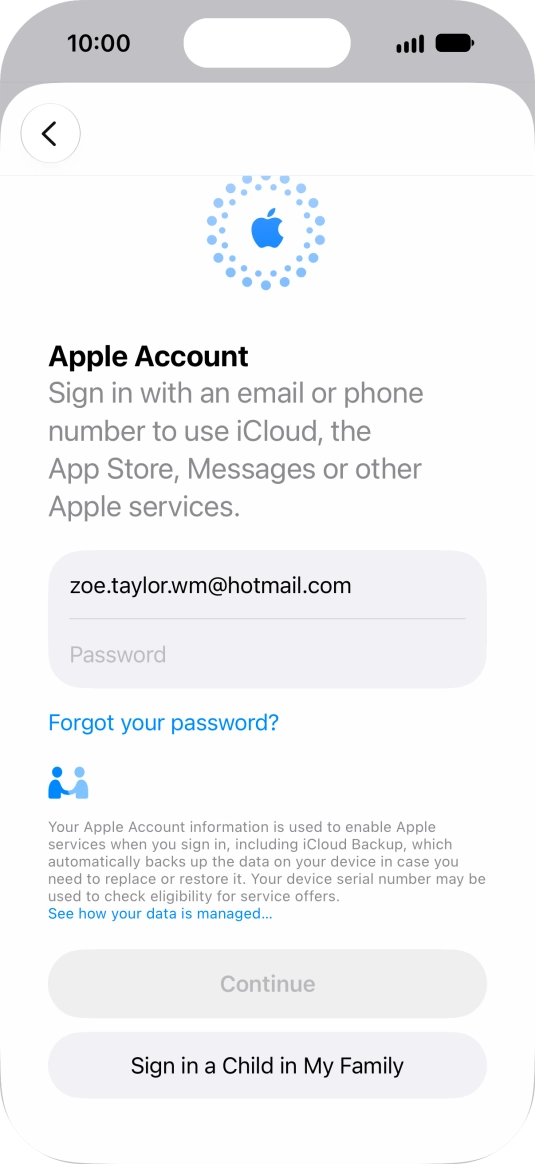 Press Password and key in the password for your Apple Account. Press Password and key in the password for your Apple Account.