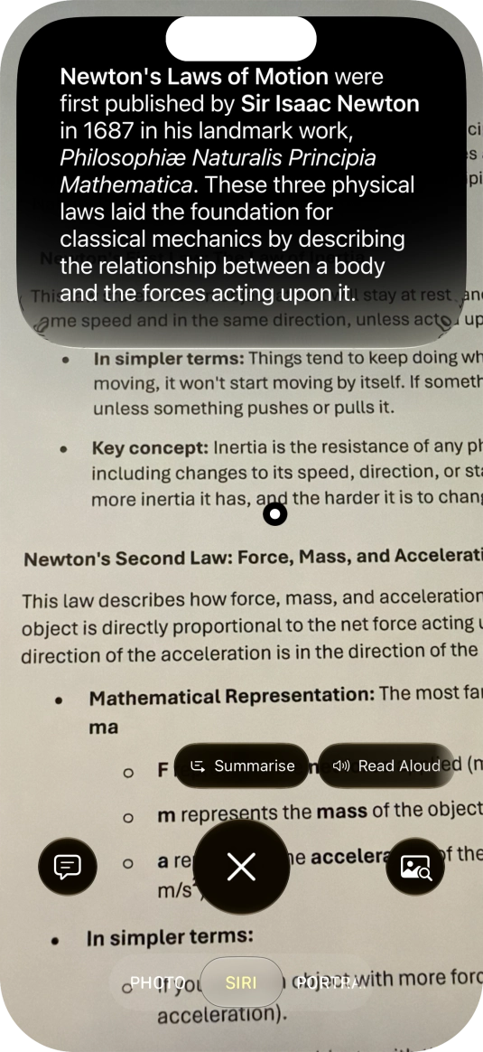 To use visual intelligence on a text, take a picture of the text, press the required setting and follow the instructions on the screen to use the function. To use visual intelligence on a text, take a picture of the text, press the required setting and follow the instructions on the screen to use the function.