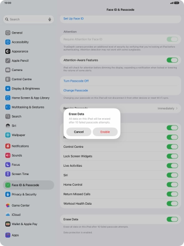 If you turn on the function, press Enable.