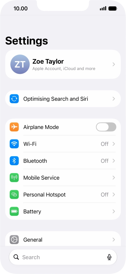 Press Personal Hotspot.