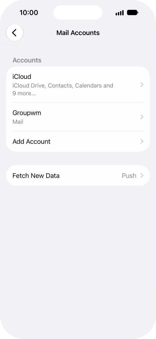 Press the name of the email account you've just set up.