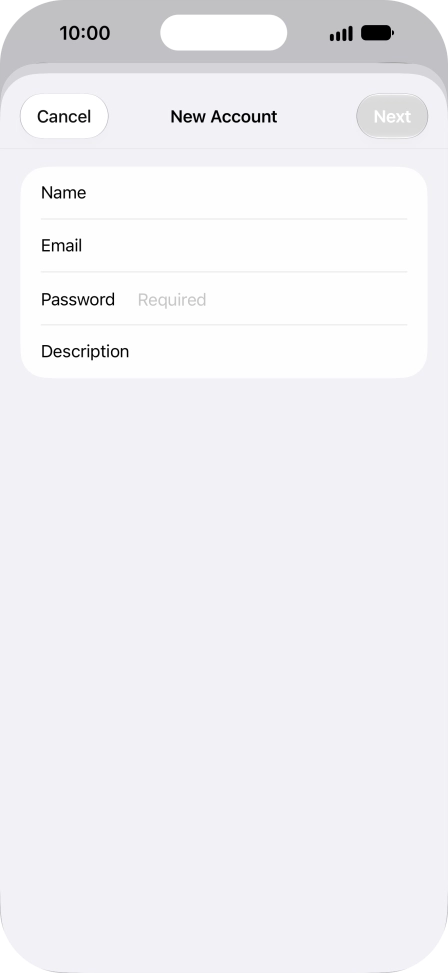 Press Password and key in the password for your email account.