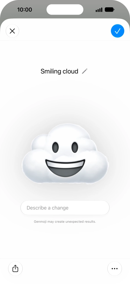 To add or change something about your Genmoji, press Describe a change and follow the instructions on the screen to describe the required changes. To add or change something about your Genmoji, press Describe a change and follow the instructions on the screen to describe the required changes.