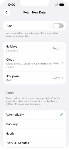 If you turn off the function, press the required setting.
