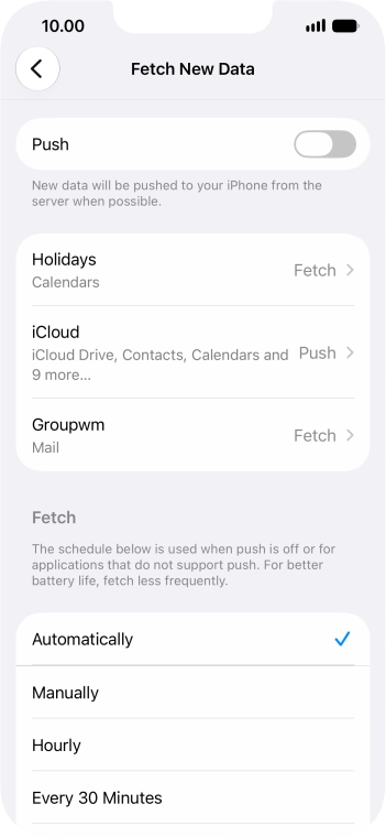 If you turn off the function, press the required setting.