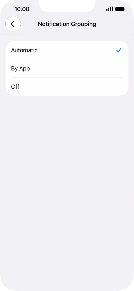 Press the required setting.