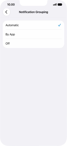 Press the required setting.