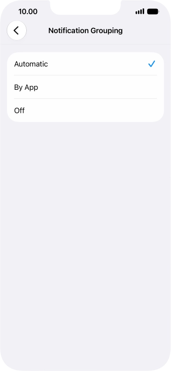 Press the required setting.