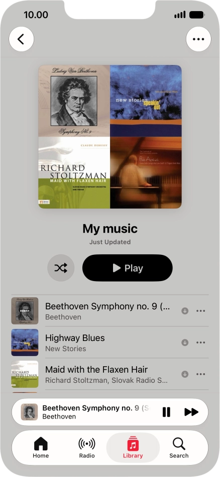 Press the song title.