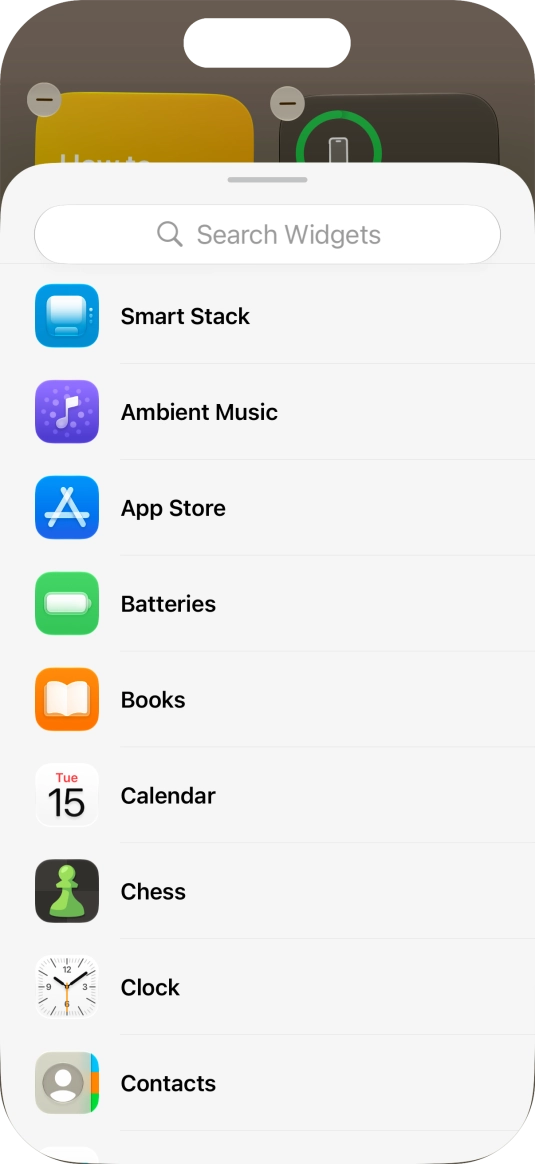 Press the required widget.
