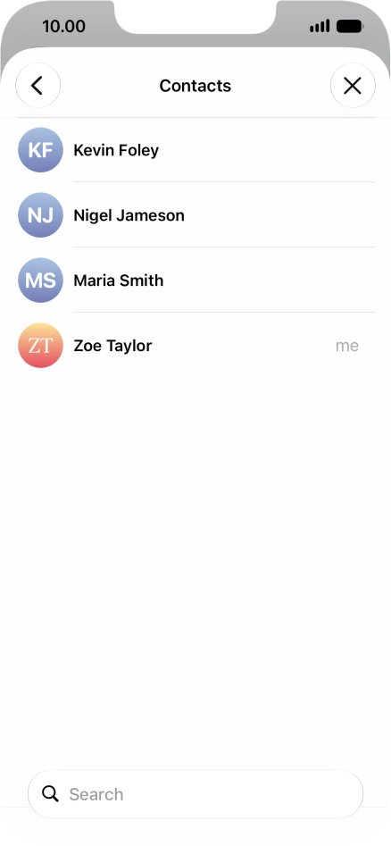 Press the required contact.