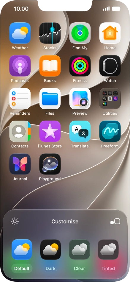 Press the required setting to select the size of app icons on the home screen.