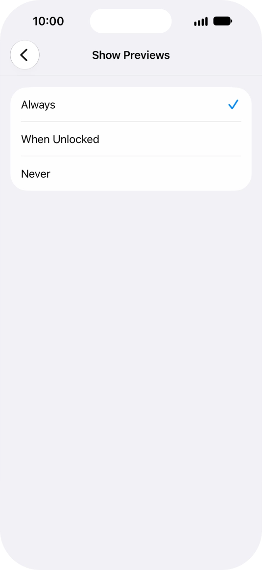 To select notification preview on the lock screen, press Always. To select notification preview on the lock screen, press Always.
