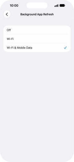 To turn off background refresh of apps, press Off.