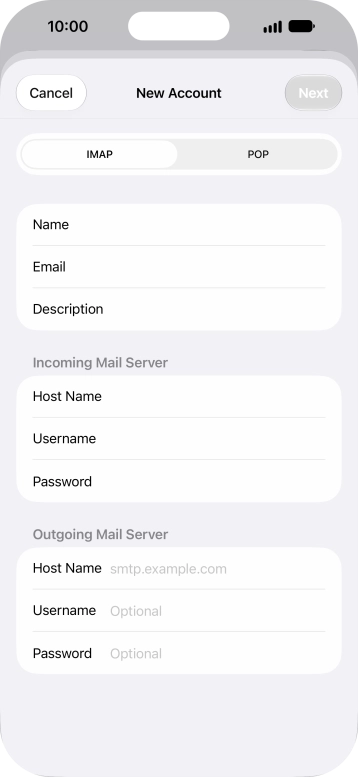 Press Host Name and key in the name of your email provider's outgoing server.