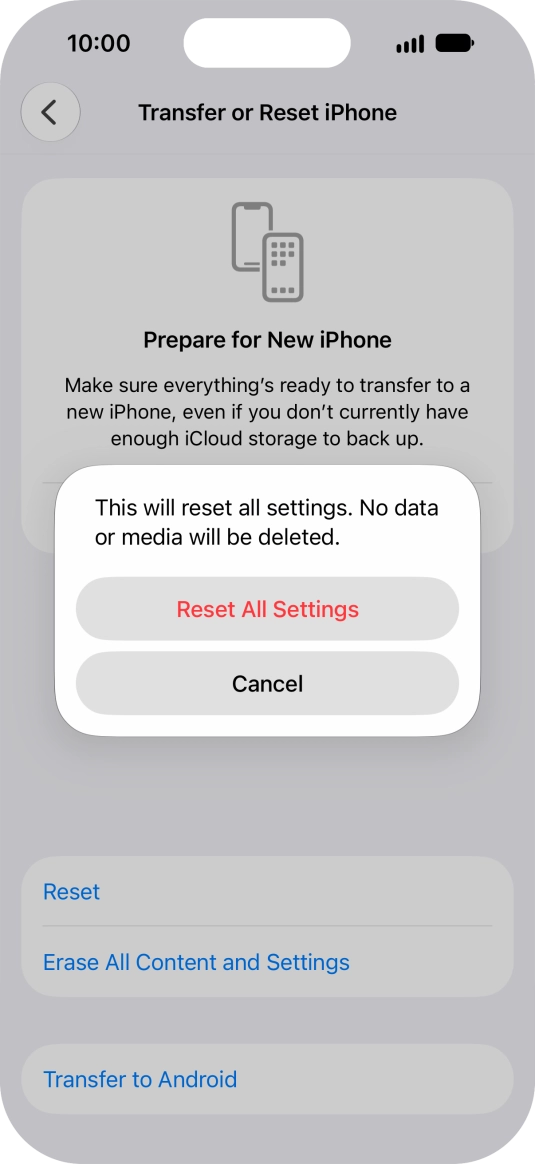 Press Reset All Settings.