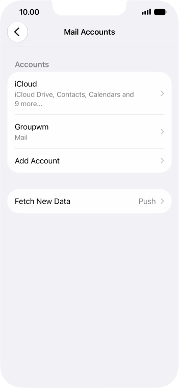 Press the name of the email account you've just set up.