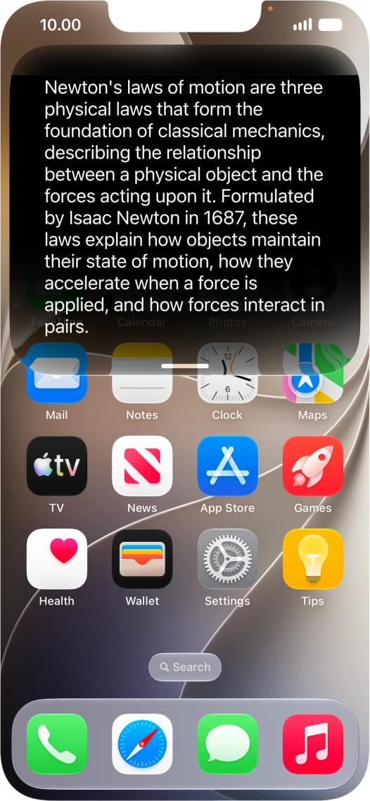 Ask questions or ask Siri to find information on the internet. Ask questions or ask Siri to find information on the internet.