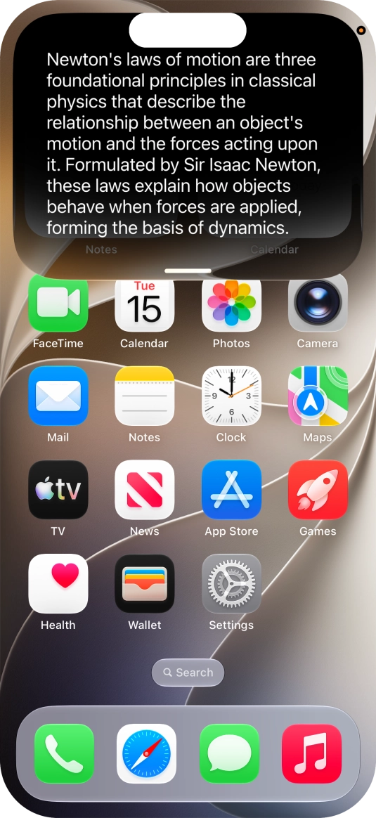 Ask questions or ask Siri to find information on the internet. Ask questions or ask Siri to find information on the internet.