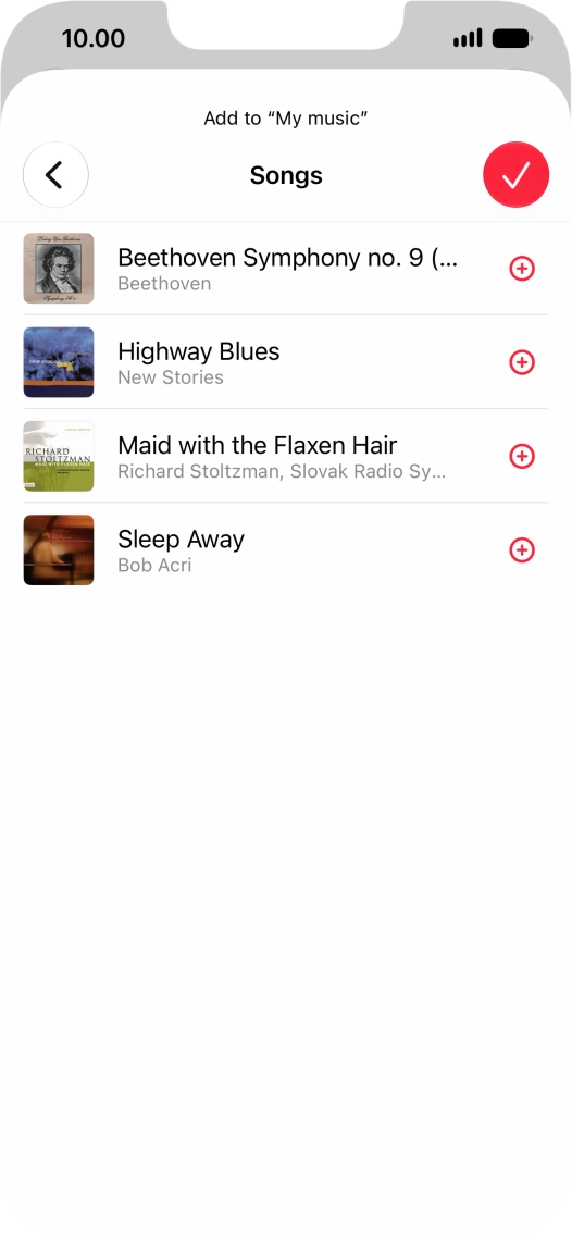 Go to the required category and press the add icon next to the required audio file.