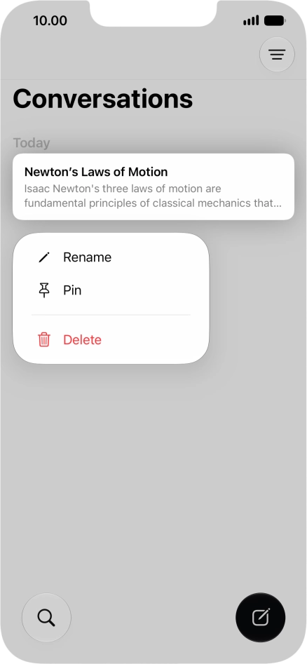 Press Rename and follow the instructions on the screen to rename the conversation. Press Rename and follow the instructions on the screen to rename the conversation.