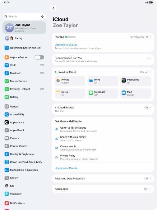 Press iCloud Backup. Press iCloud Backup.