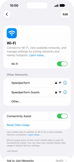 Press the required Wi-Fi network and key in the password for the Wi-Fi network.