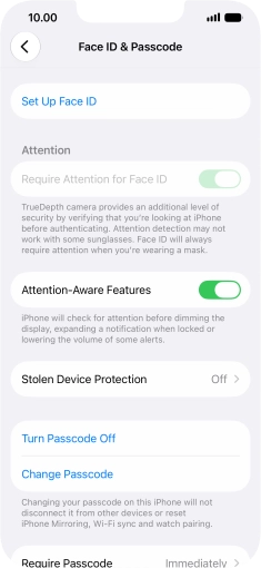 Press Turn Passcode Off and key in the phone lock code.