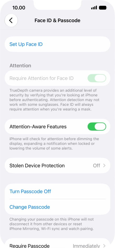 Press Turn Passcode Off and key in the phone lock code.