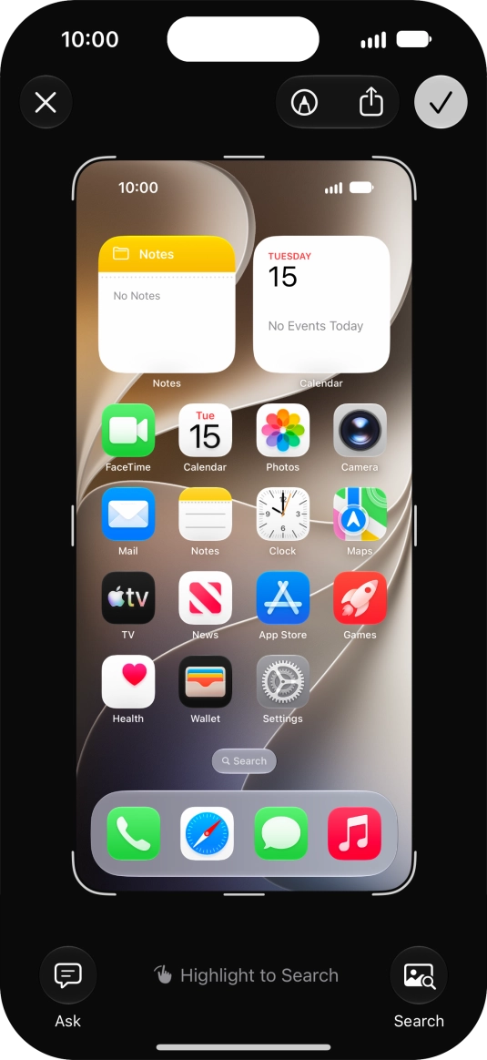 Follow the instructions on the screen to edit and save your screenshot.