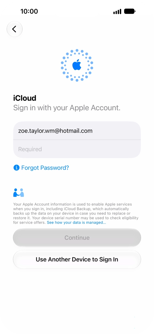 Press Required and key in the password for your Apple Account.
