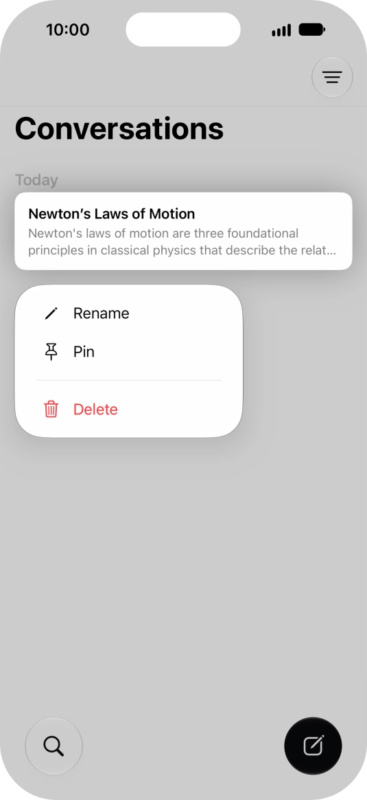 Press Rename and follow the instructions on the screen to rename the conversation. Press Rename and follow the instructions on the screen to rename the conversation.