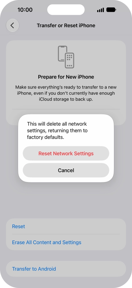 Press Reset Network Settings.