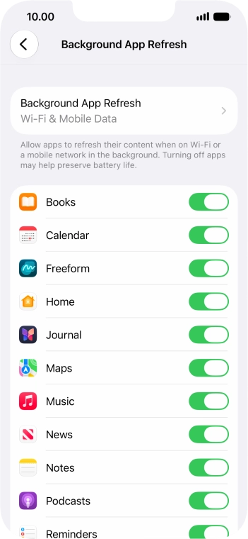 Press Background App Refresh. Press Background App Refresh.