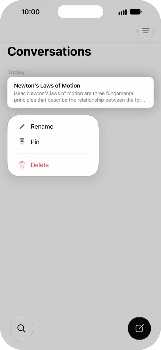 Press Rename and follow the instructions on the screen to rename the conversation. Press Rename and follow the instructions on the screen to rename the conversation.