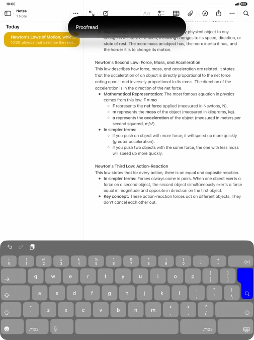 To check the text for grammatical and spelling errors, use the command “Proofread”.